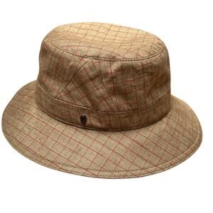 Helen Kaminski Lucas Tobacco Check Tan/Red Plaid Bucket Hat
